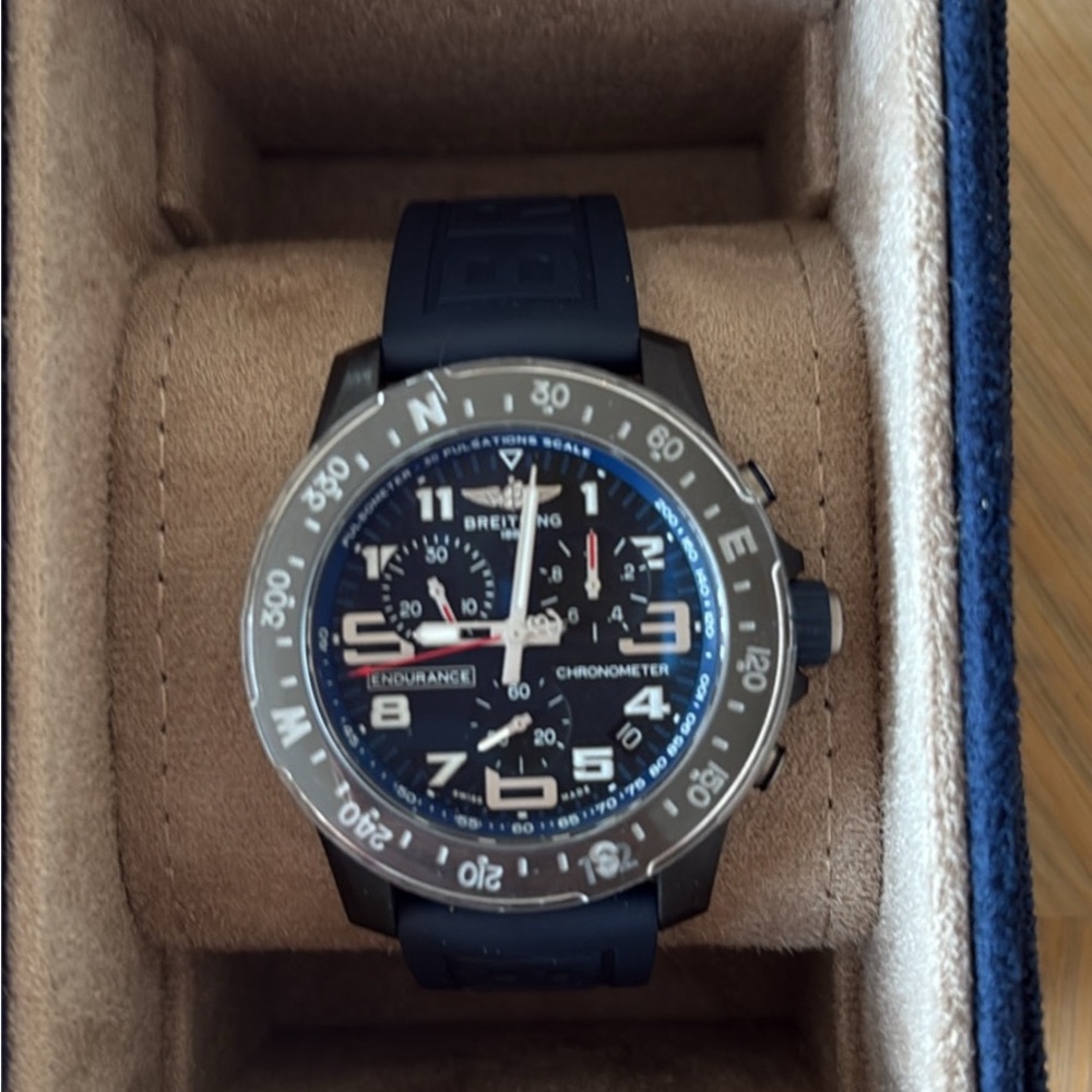 Breitling Black and Silver Chronometer Watch